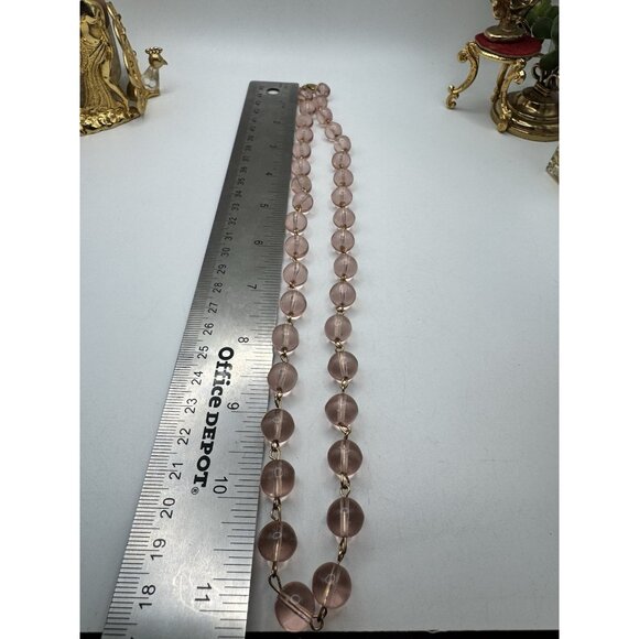 Vintage Translucent Pink Art Glass Choker Necklace Estate Find Jewelry Pretty - Picture 7 of 8